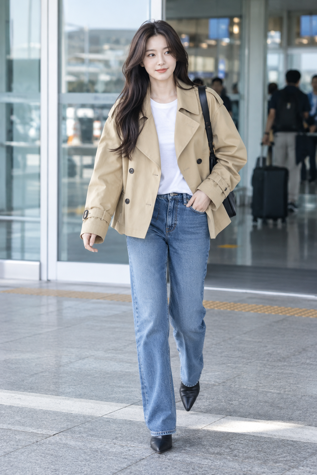 공항에서 만난 베이지, 가상 인물의 공항 패션